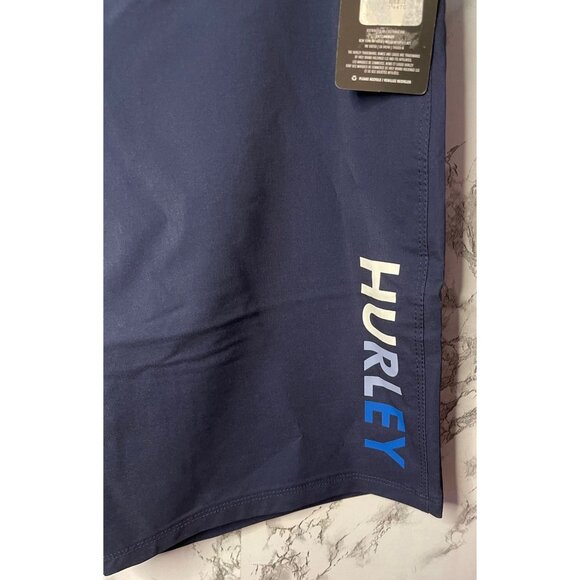 Hurley Boardshorts 34 Navy Blue 4-Way Stretch Water Repellent Swim Trunks With B - Picture 3 of 8